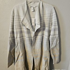 WHBM Ambre Gray Striped Cardigan XS